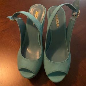 Size 7 Soda turquoise platform shoes